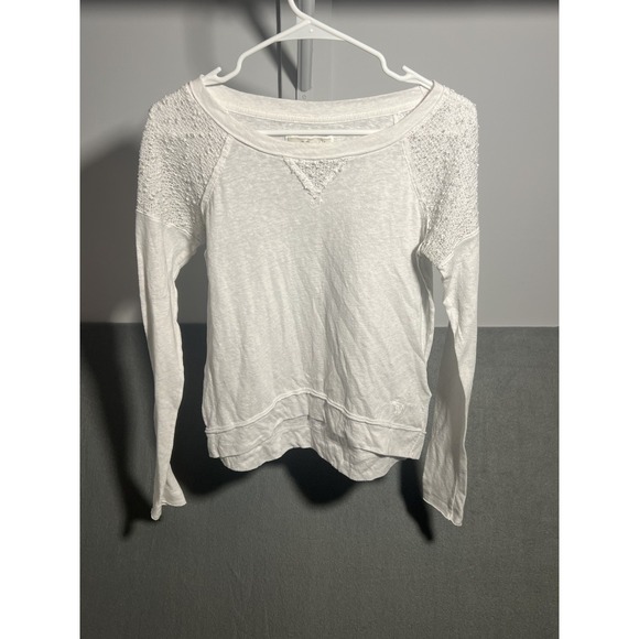 Abercrombie  Fitch Sweaters - Abercrombie & Fitch Women's White Long Sleeve Top Sweater Knit Details Size S